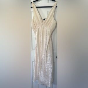 Jones New York MEDIUM Maxi Long Sleeveless Dress Ivory Leopard Print Pull On